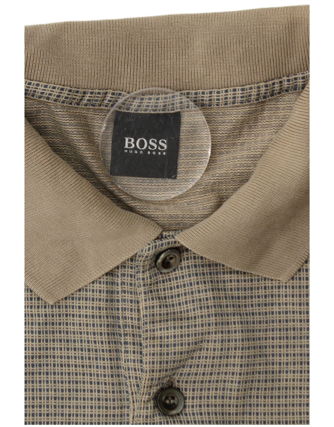 HUGO BOSS Mens Polo Shirt 2XL Beige Geometric Cotton