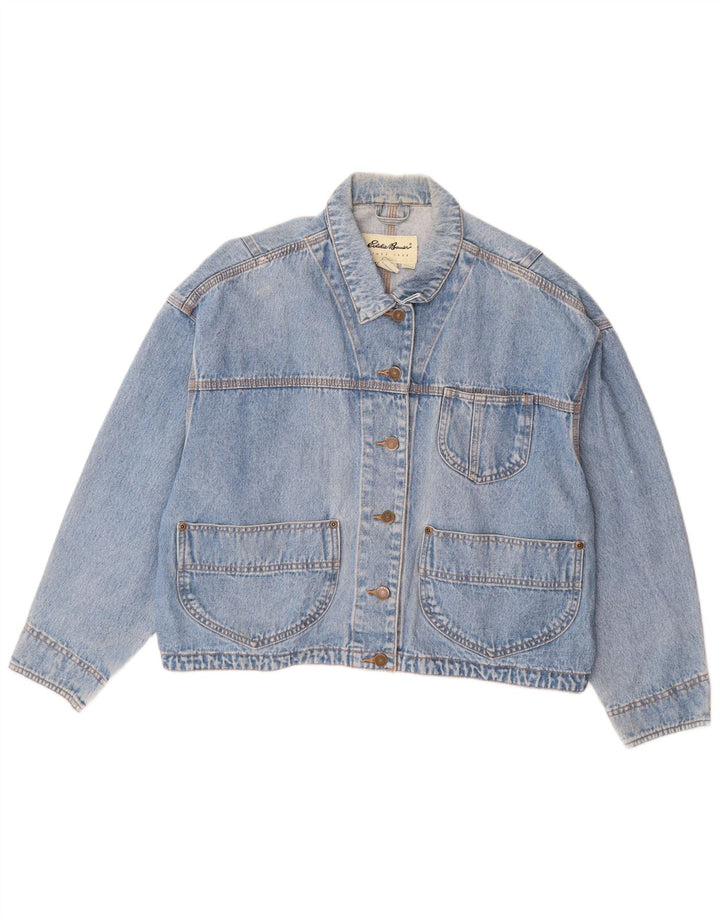 EDDIE BAUER Womens Oversized Denim Jacket UK 14 Medium Blue Cotton