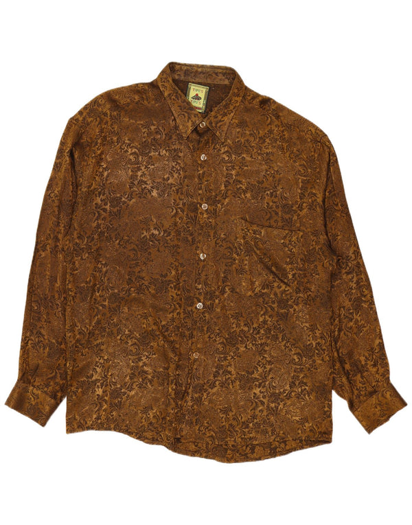 Tipo' S Mens Shirt XL Brown Paisley Viscose