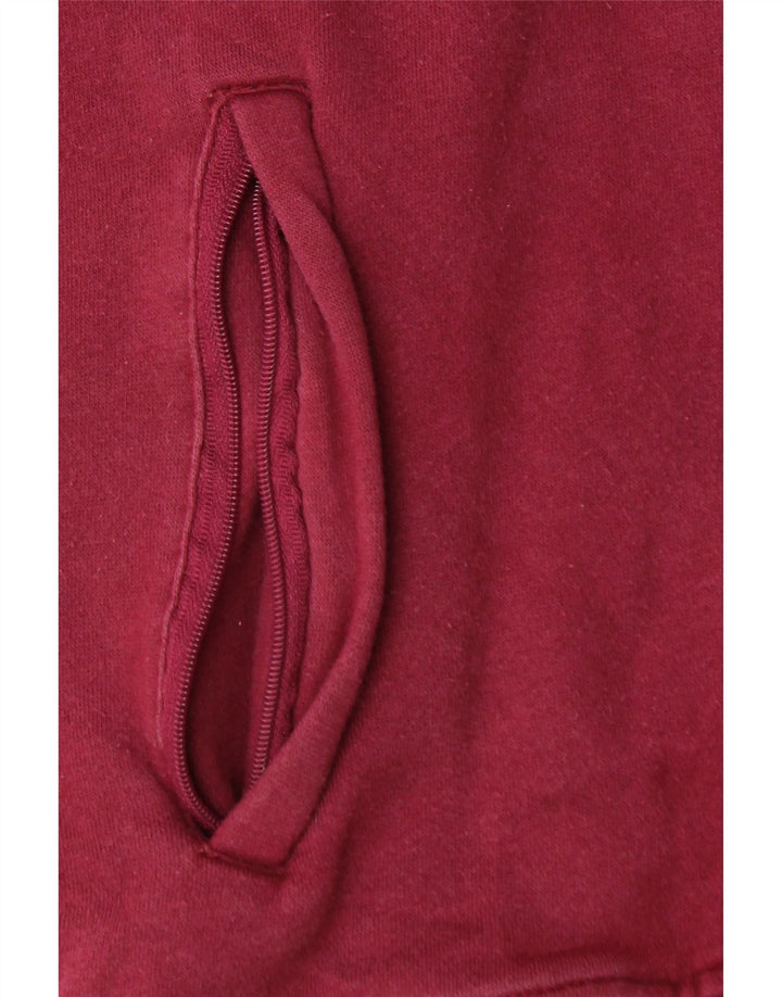 UMBRO Mens Hoodie Jumper XL Burgundy Colourblock Cotton