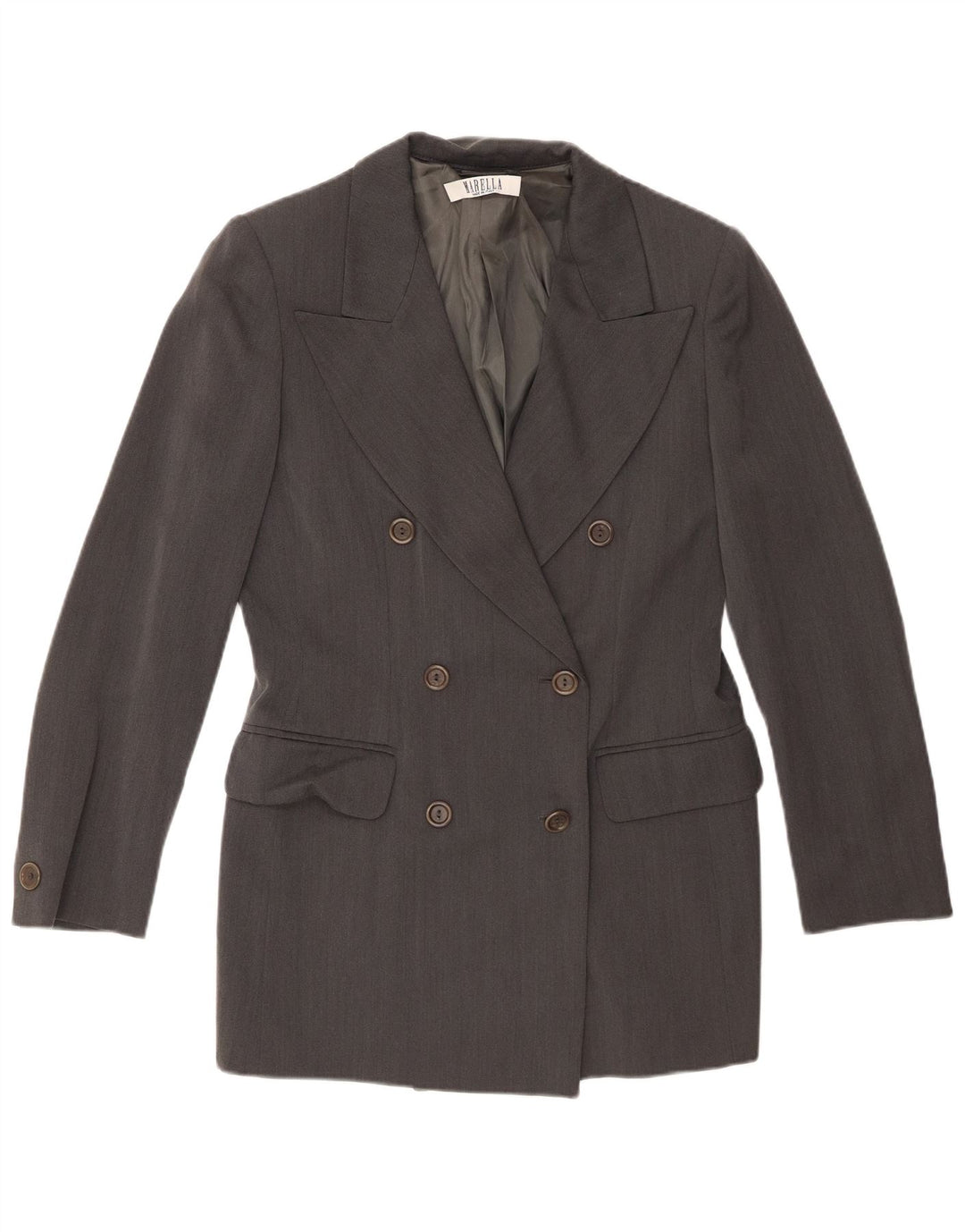 Marella Womens Double Breasted Blazer Jacket UK 14 Medium Grey Cupro