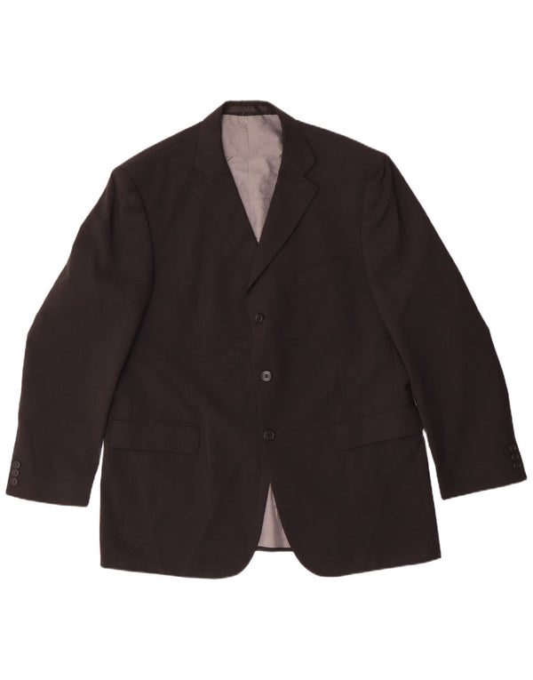 Marks & Spencer Mens 3 Button Blazer Jacket UK 44 XL Black Polyester