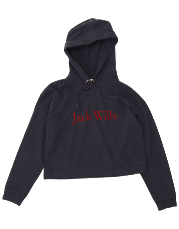 JACK WILLS Womens Oversized Crop Hoodie Jumper UK 10 Small  Navy Blue