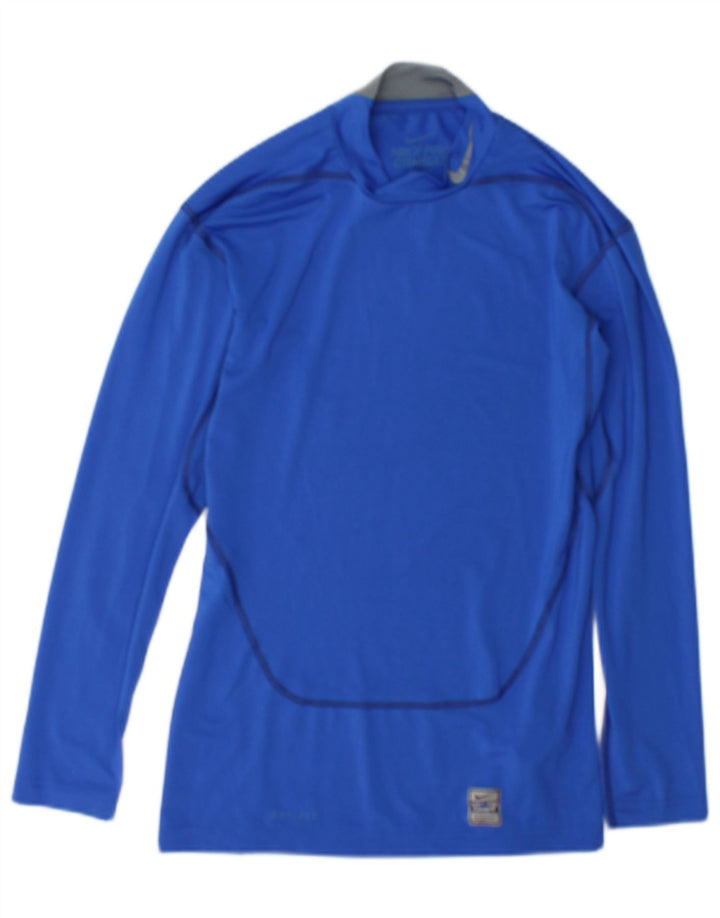 Nike Mens Dri Fit Top Long Sleeve Small Blue Polyester
