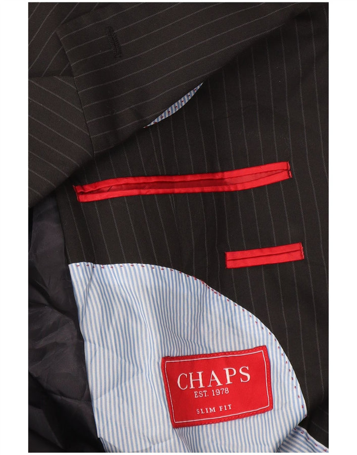 Chaps Mens 2 Button Slim Fit Blazer Jacket UK 40 Large Black Pinstripe