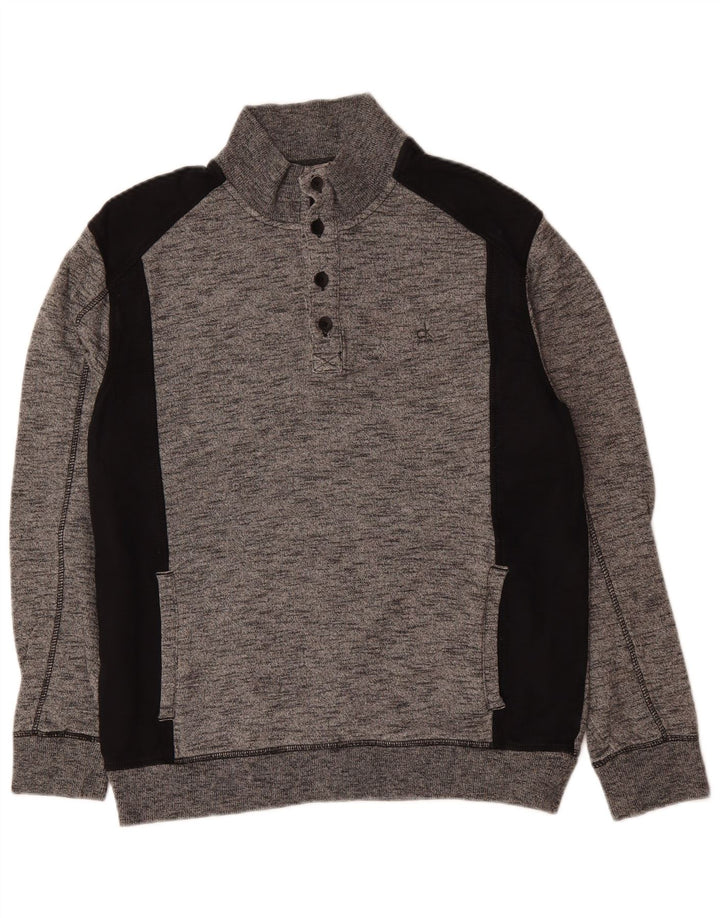 CALVIN KLEIN JEANS Mens Sweatshirt Jumper Medium Grey Colourblock
