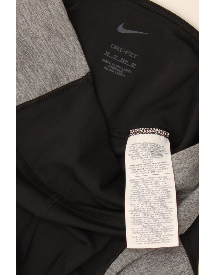 NIKE Womens Dri Fit Leggings UK 4 XS  Black Colourblock Polyester