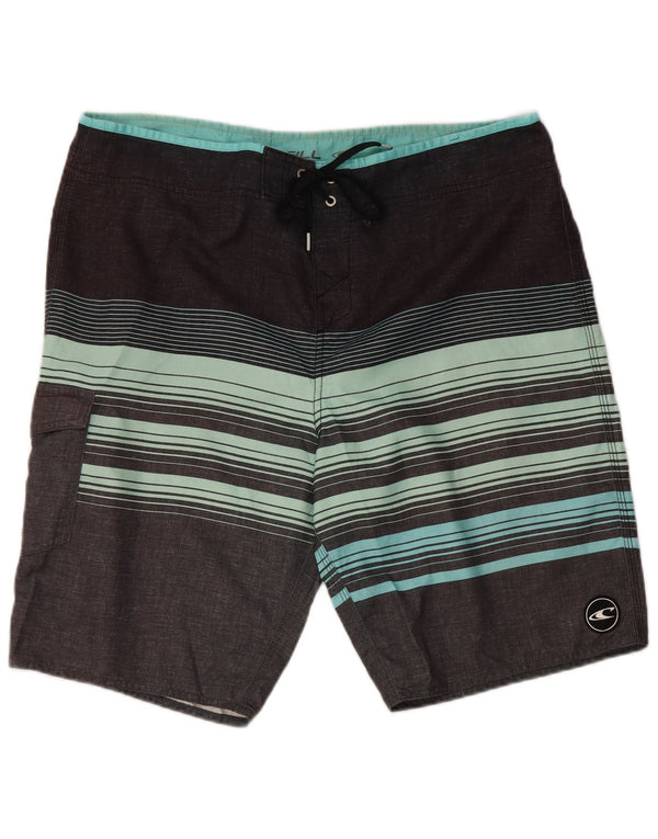 O'Neill Mens Swimming Shorts Large  Grey Striped Polyester