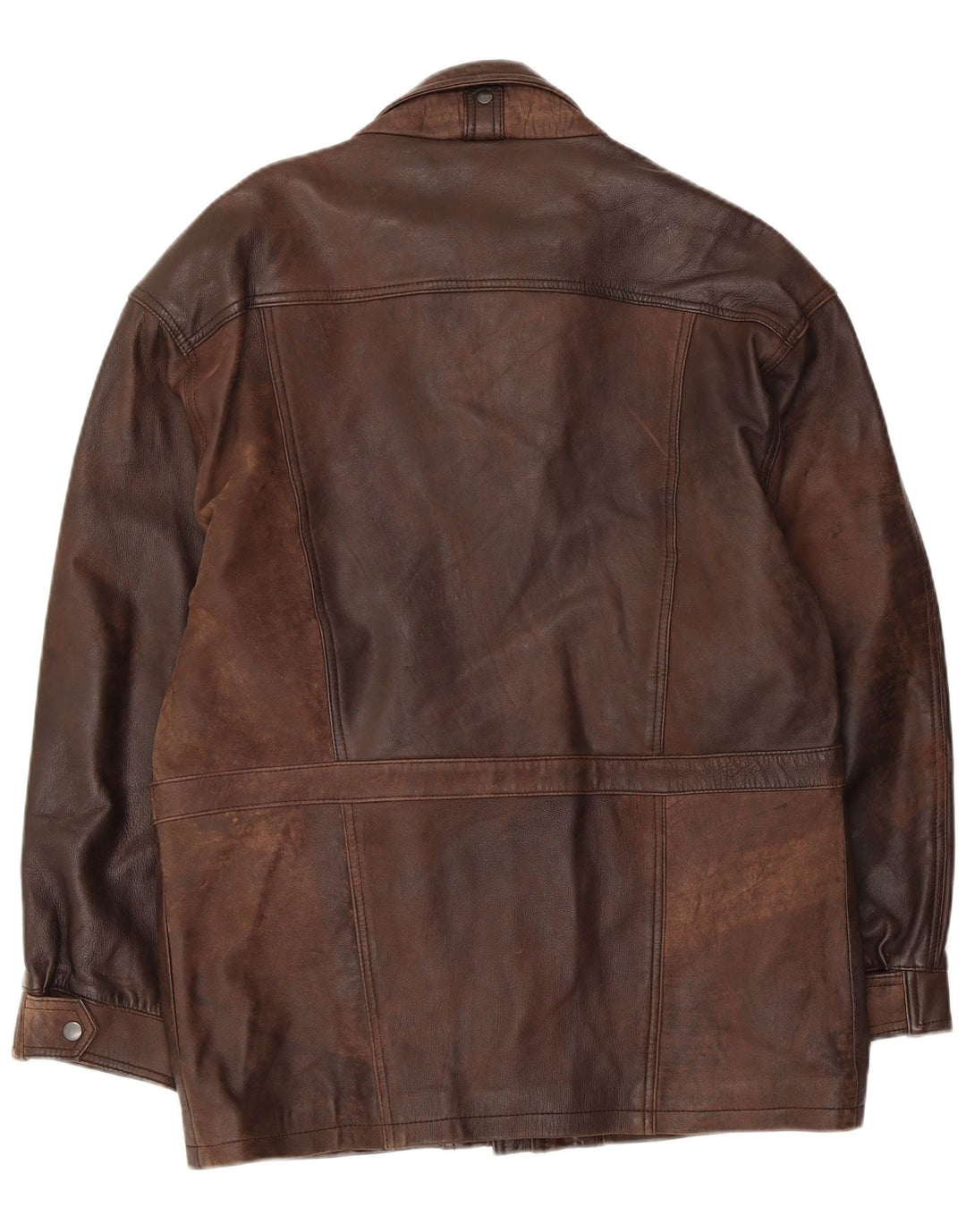 VINTAGE Mens Leather Coat EU 50 Large Brown Leather