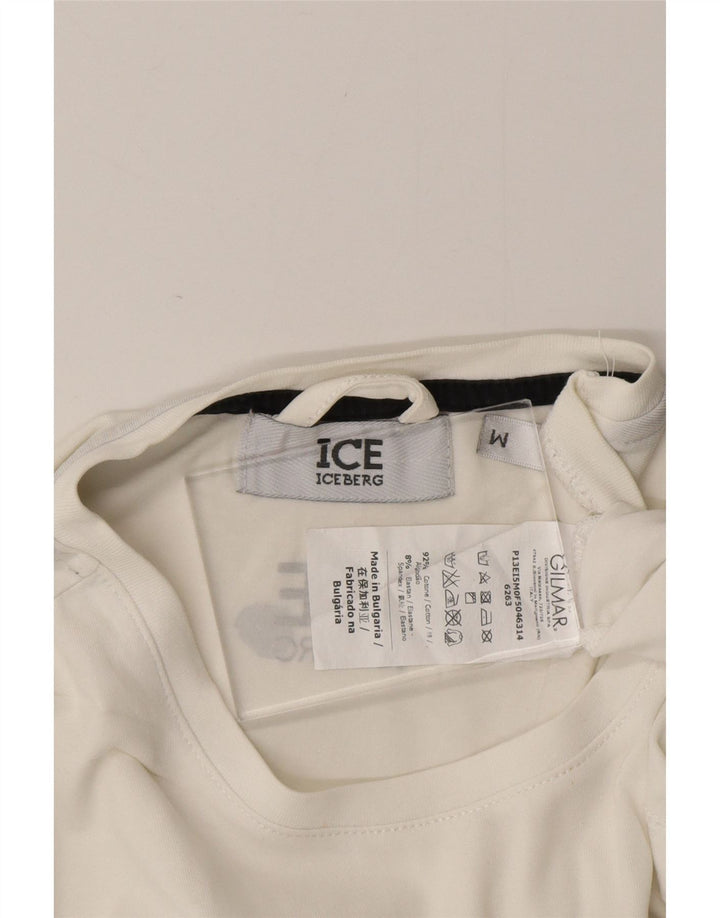 ICEBERG Mens Graphic T-Shirt Top Medium White Cotton
