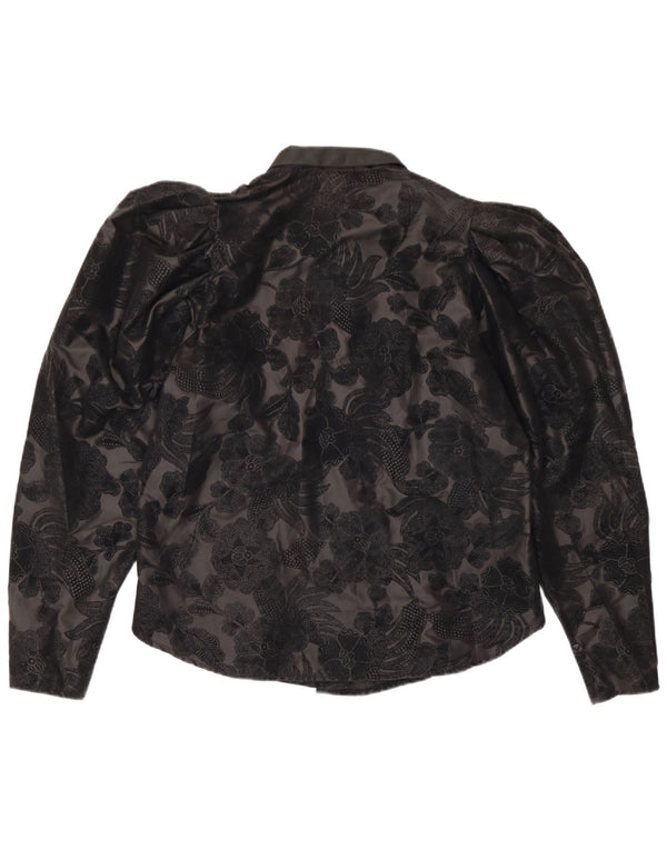 Primavera Firenze Womens Shirt Blouse UK 12 Medium Black Floral Polyester