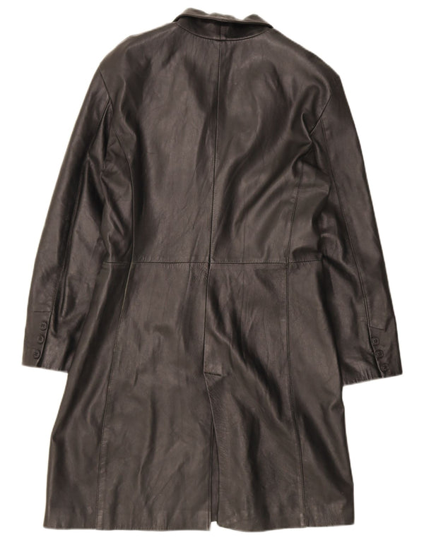 Vintage Womens Leather Coat UK 18 XL Black Leather