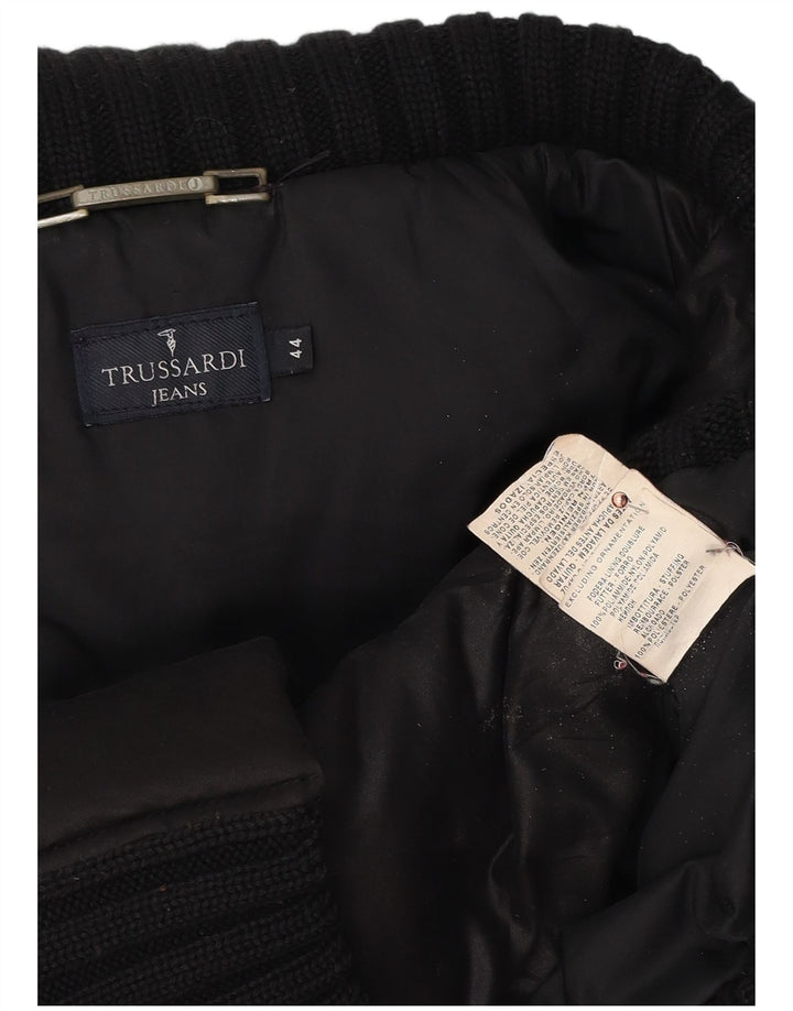 TRUSSARDI JEANS Womens Hooded Padded Jacket IT 44 Medium Black Polyamide