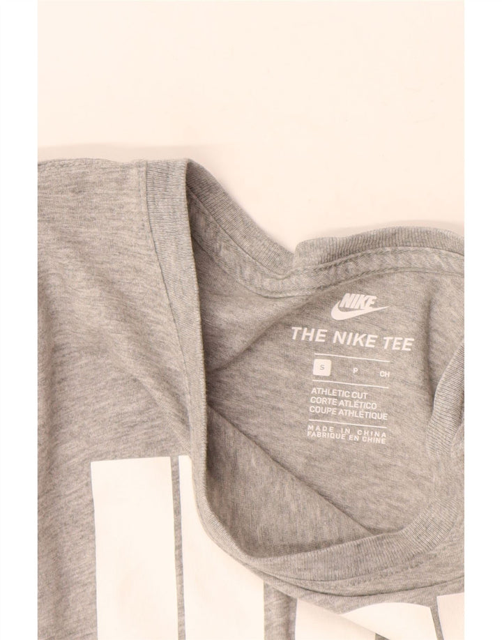 Nike Womens Athletic Cut Graphic Top Long Sleeve UK 10 Small Grey Flecked