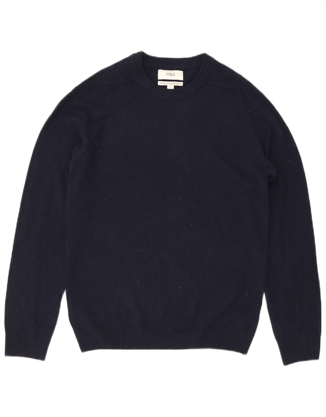 Marks & Spencer Mens Crew Neck Jumper Sweater Small Navy Blue Wool