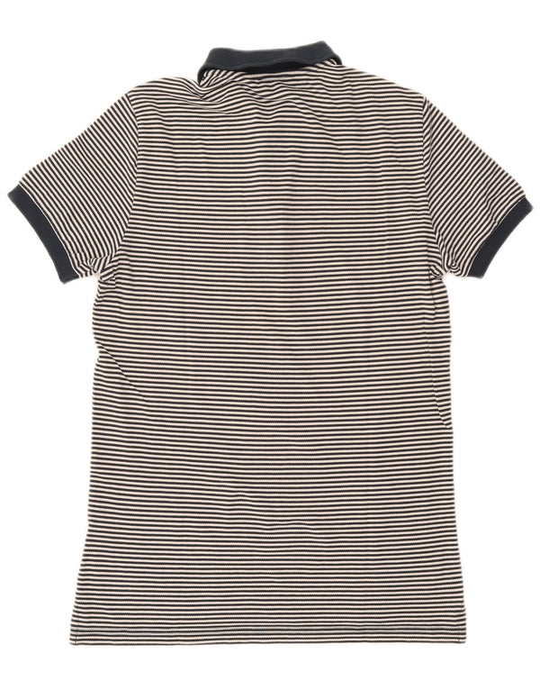 Jeckerson Mens Rugby Polo Shirt Large Navy Blue Pinstripe Cotton