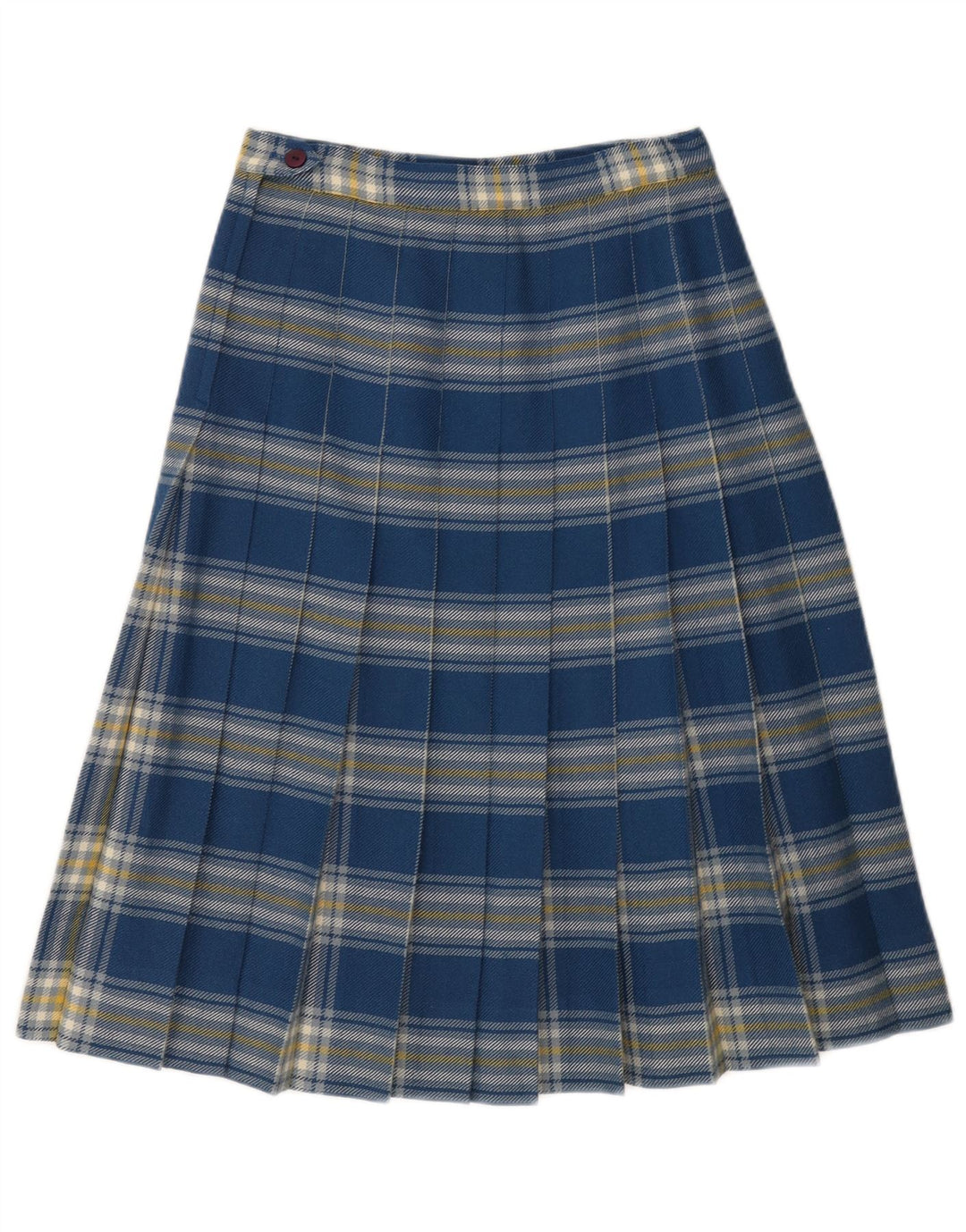 VINTAGE Womens High Waist Pleated A-Line Skirt W26 Small Blue Plaid