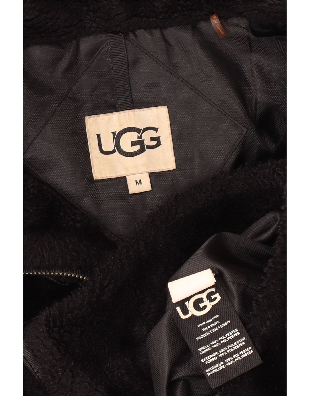 UGG Womens Hooded Fleece Jacket UK 14 Medium Black Polyester