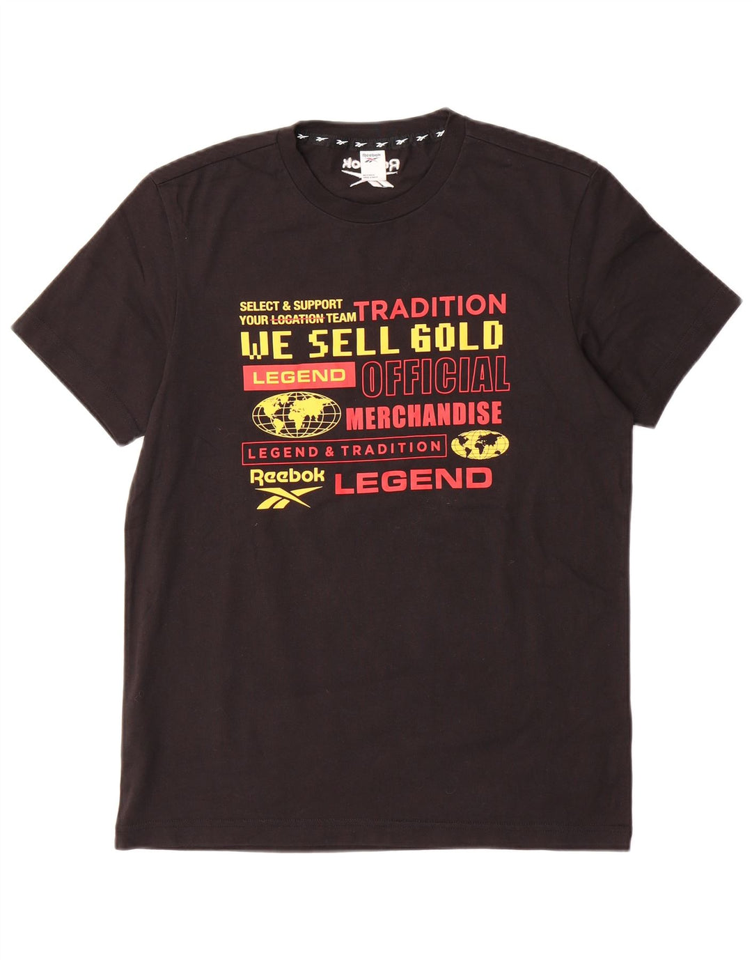 REEBOK Mens Graphic T-Shirt Top Medium Black Cotton