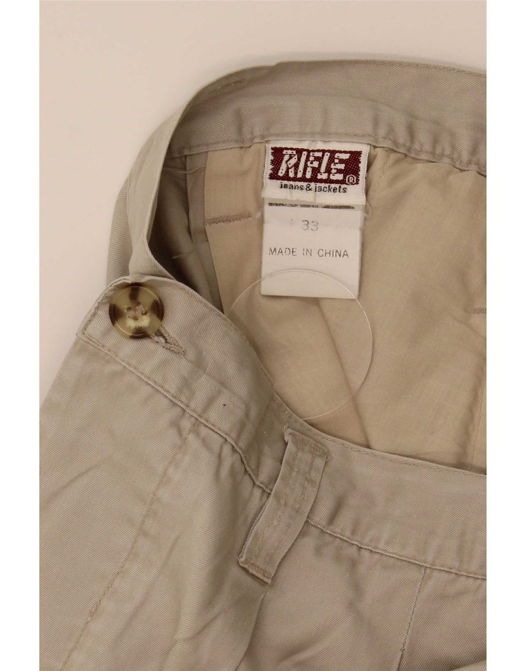 Rifle Mens Pegged Chino Shorts W33 Medium Beige Cotton