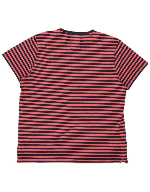 Crew Clothing Mens Short Sleeve Regular T-Shirt Top 2XL Pink Striped Cotton