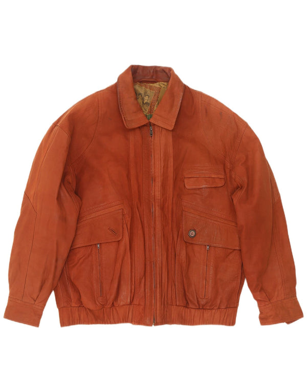 Vintage Mens Leather Jacket IT 46 Small Brown