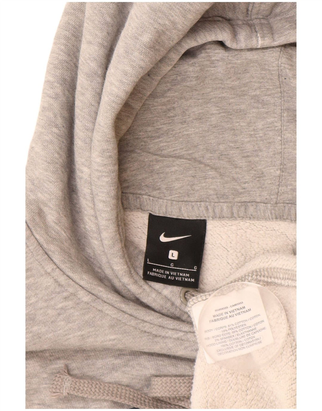 NIKE Mens Moeller Graphic Hoodie Jumper Large Grey Cotton