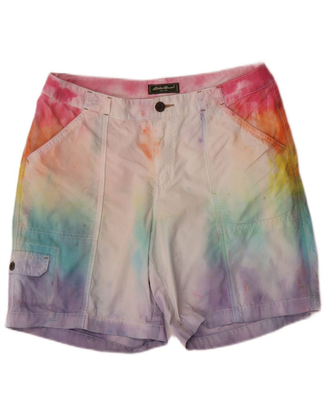 EDDIE BAUER Womens Cargo Shorts US 10 Large W32  Multicoloured Tie Dye