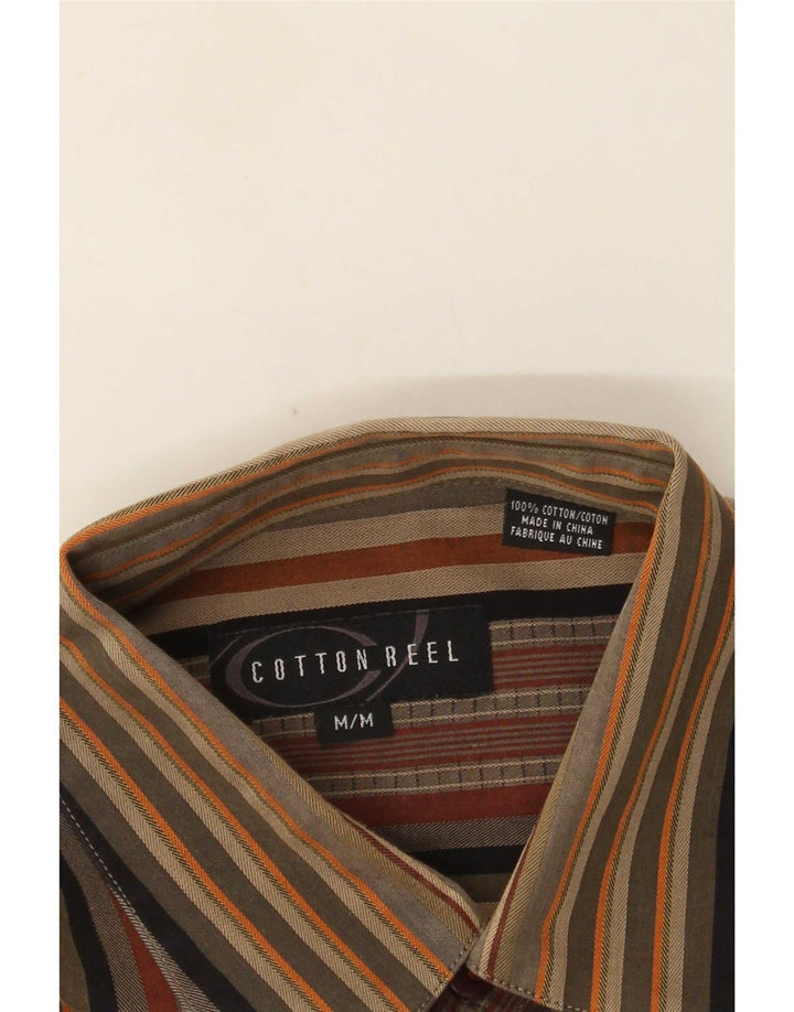 Cotton Reel Mens Regular Fit Shirt Medium Green Striped