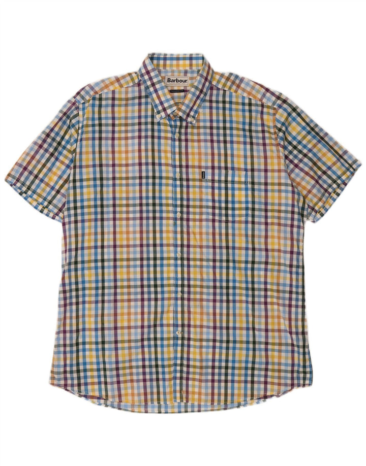 Barbour Mens Short Sleeve Shirt 3XL Multicoloured Gingham Cotton Classic