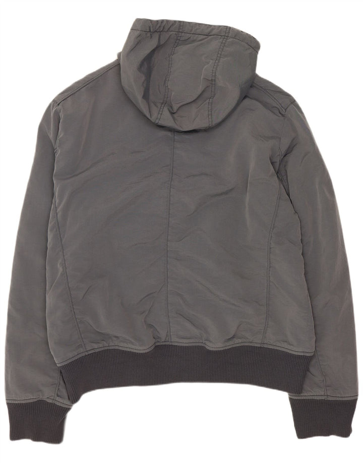 Calvin Klein Jeans Mens Hooded Bomber Jacket UK 44 2XL Grey Polyester