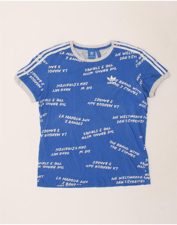 ADIDAS Womens Loose Fit Graphic T-Shirt Top UK 10 Small  Blue Cotton
