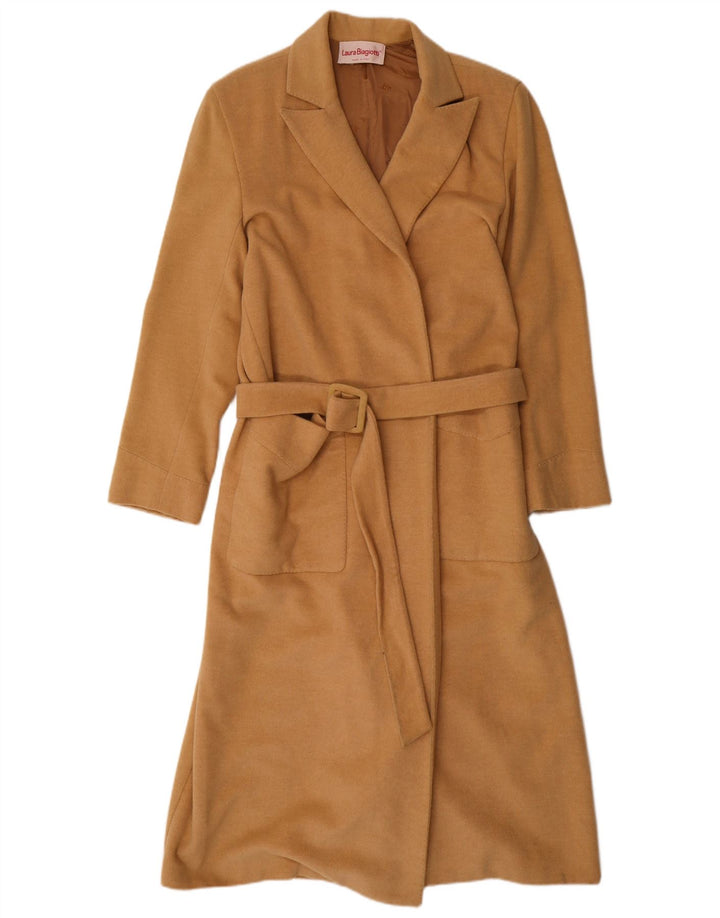LAURA BIAGIOTTI Womens Overcoat IT 46 Large Beige Wool