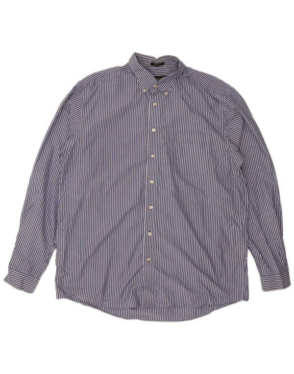 EDDIE BAUER Mens Tall Shirt XL Blue Pinstripe Cotton