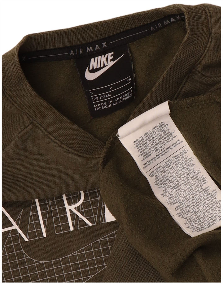 Nike Boys Air Max Sweatshirt Jumper 8-9 Years Small Khaki Colourblock