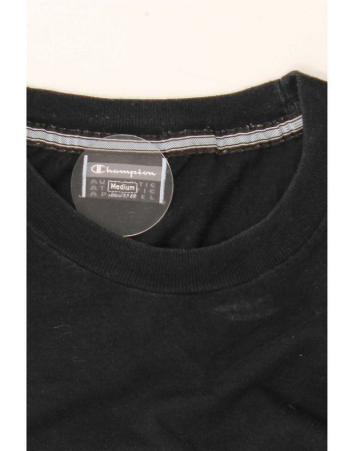 Champion Mens Graphic T-Shirt Top Medium Black