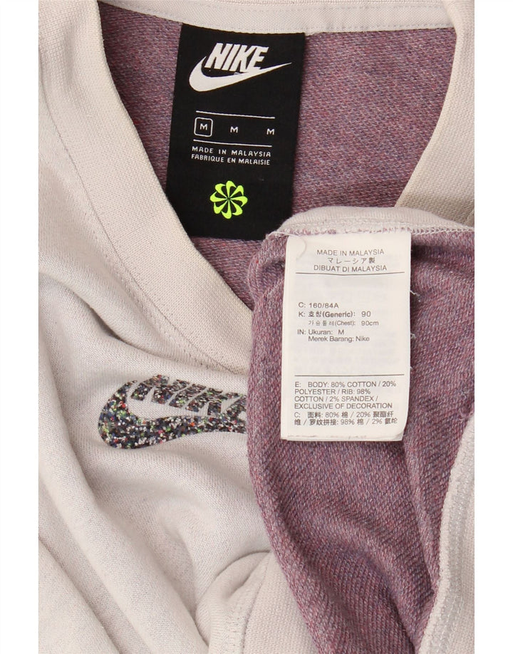 Nike Womens Crop Oversized Sweatshirt Jumper UK 14 Medium Grey Cotton