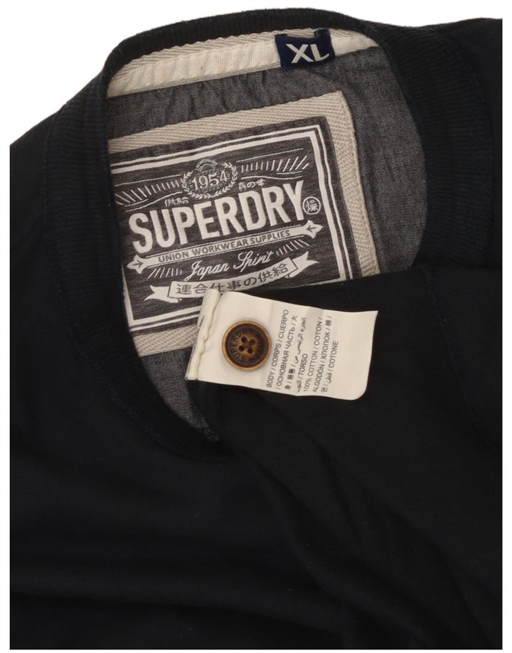 Superdry Mens Graphic Top Long Sleeve XL Navy Blue Cotton