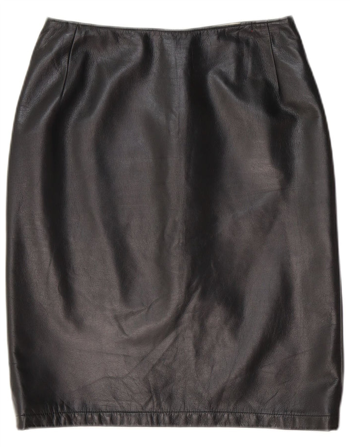 Gai Mattiolo Womens Leather Skirt W28 Medium Black