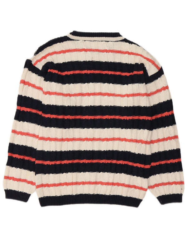 Vintage Mens Boat Neck Jumper Sweater Medium Multicoloured Striped