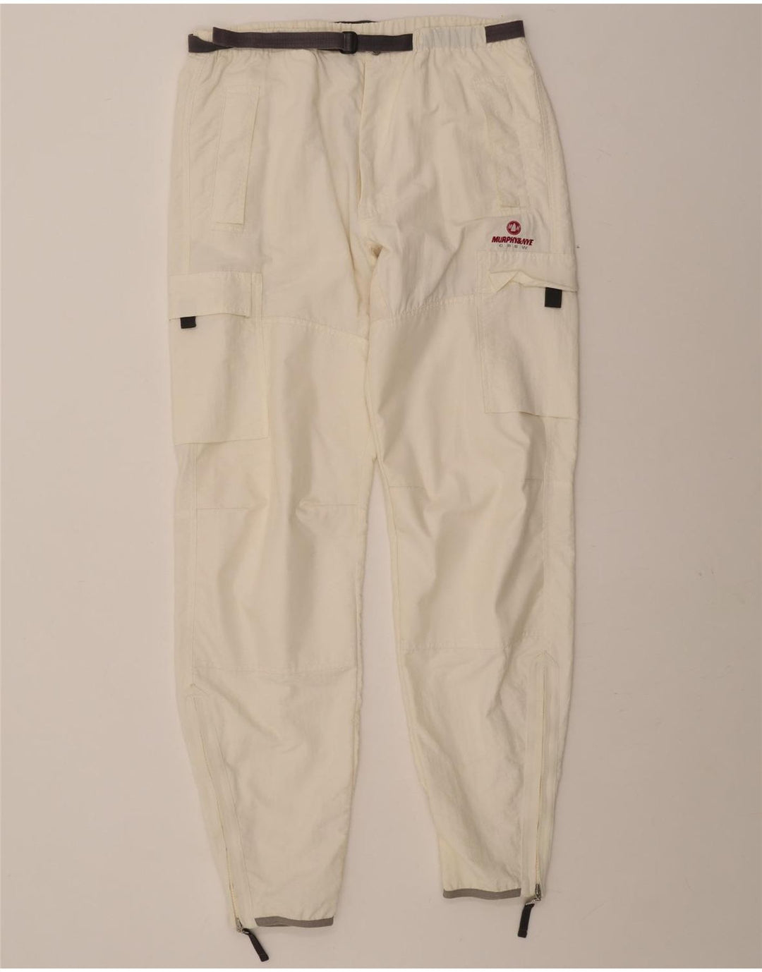 MURPHY & NYE Mens Slim Cargo Trousers Large W34 L34 White Polyamide