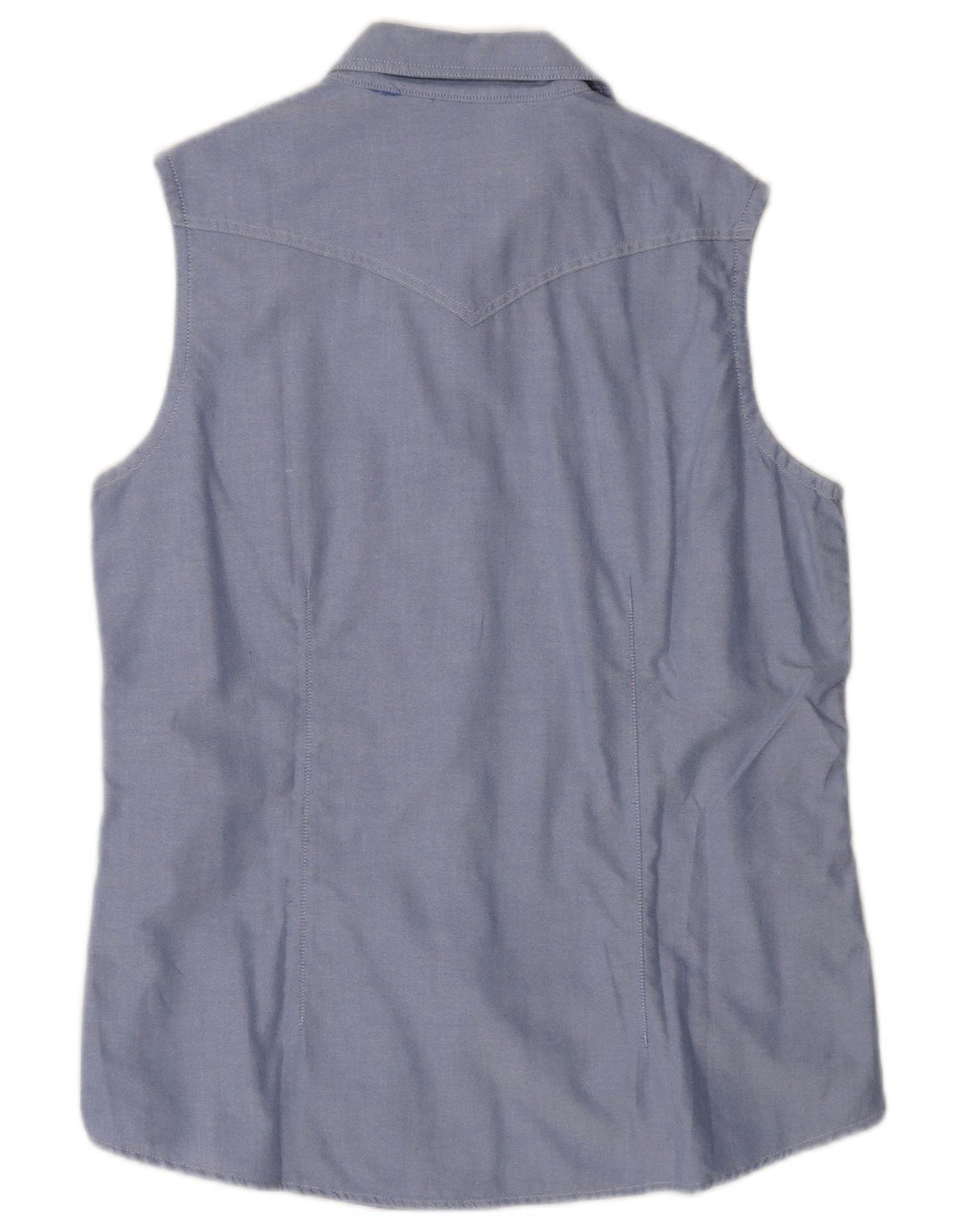 BENETTON Womens Sleeveless Shirt IT 46 Large Blue Cotton