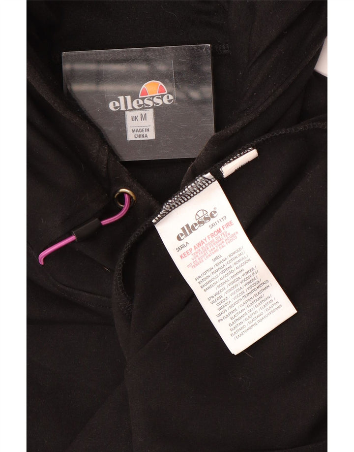 Ellesse Mens Graphic Hoodie Jumper Medium Black Cotton