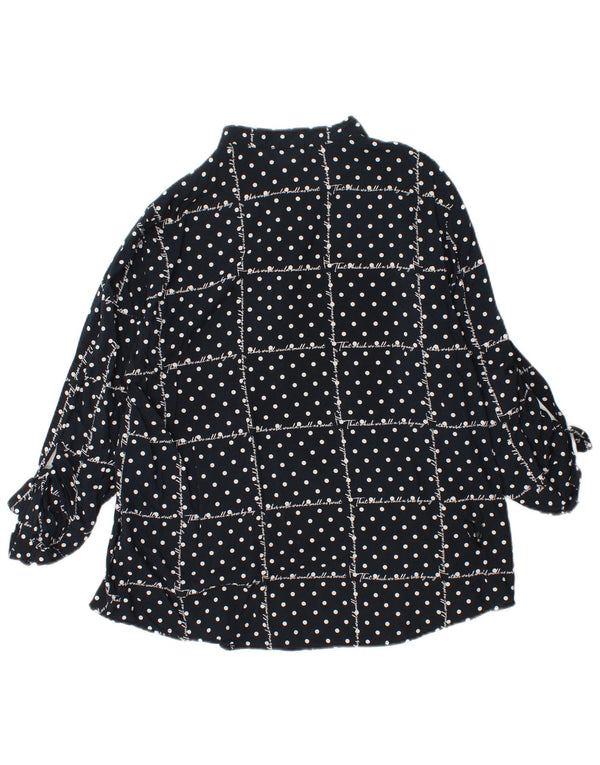 BENETTON Womens Graphic Long Sleeve Blouse Top UK 16 Large Black Spotted