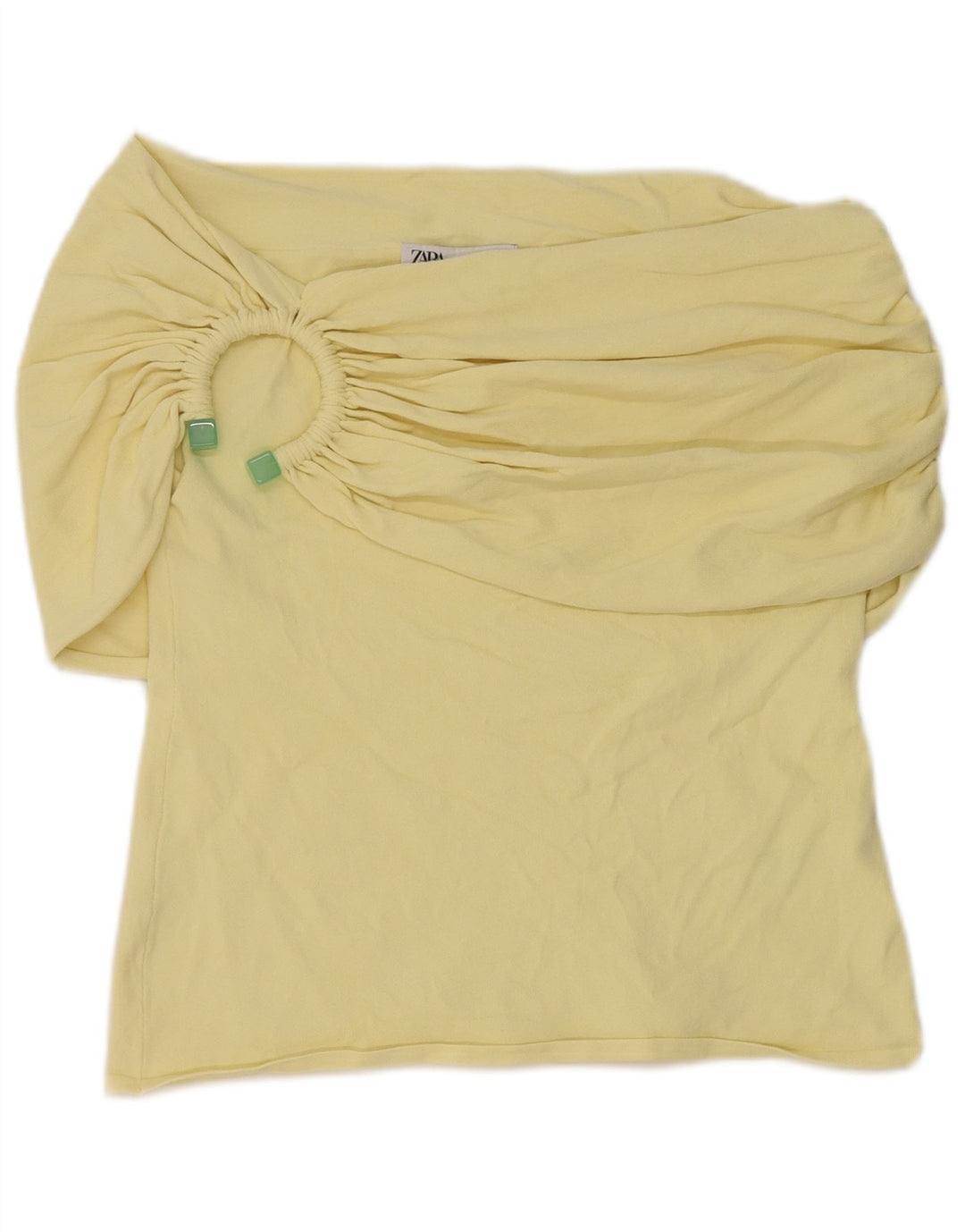 Zara Womens Off Shoulder Top UK 16 Large Yellow Viscose