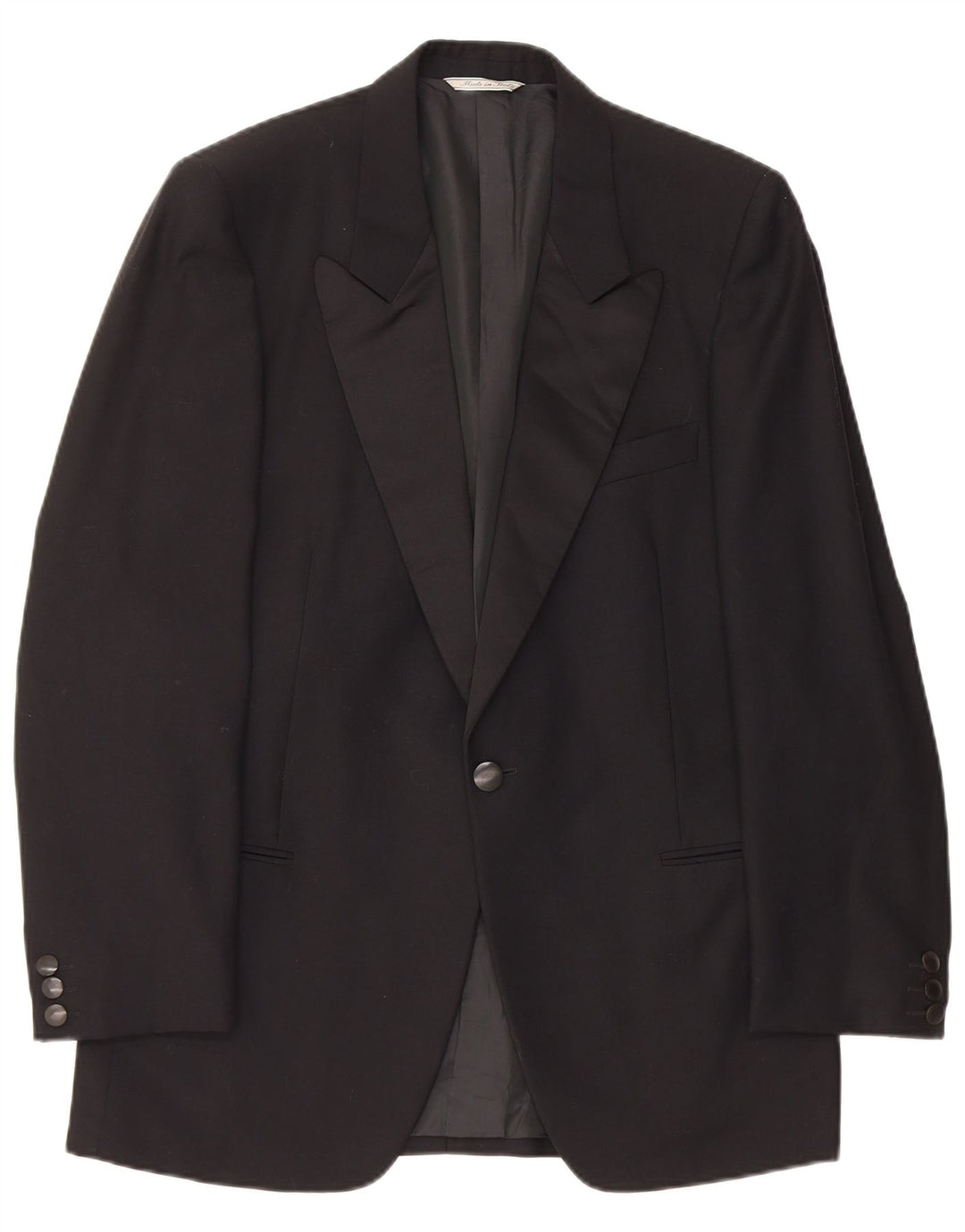 Carieri Mens 1 Button Blazer Jacket IT 48 Medium Black New Wool