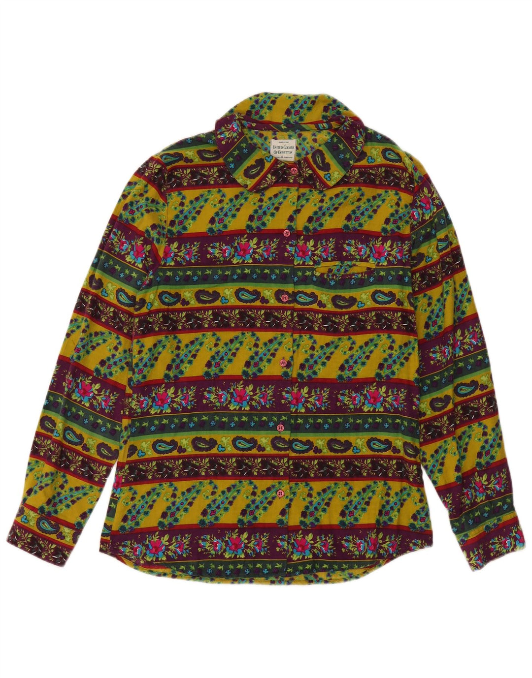 Benetton Womens Shirt UK 12 Medium Multicoloured Floral