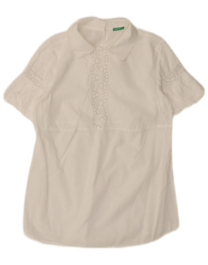 BENETTON Womens Blouse Top UK 12 Medium White