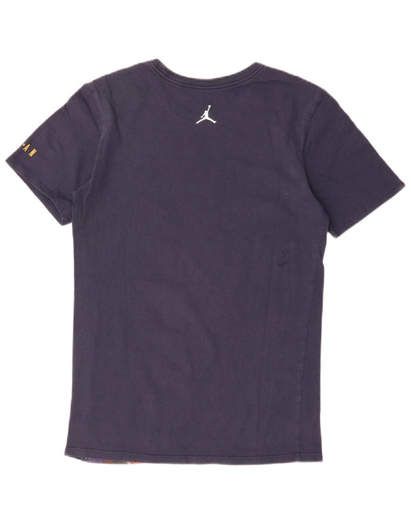 JORDAN Mens Graphic T-Shirt Top Small Navy Blue Cotton
