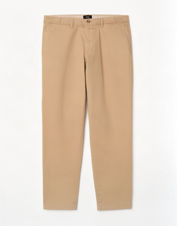 Hugo Boss Mens Straight Chino Trousers EU 48 Medium W32 L30 Beige Cotton